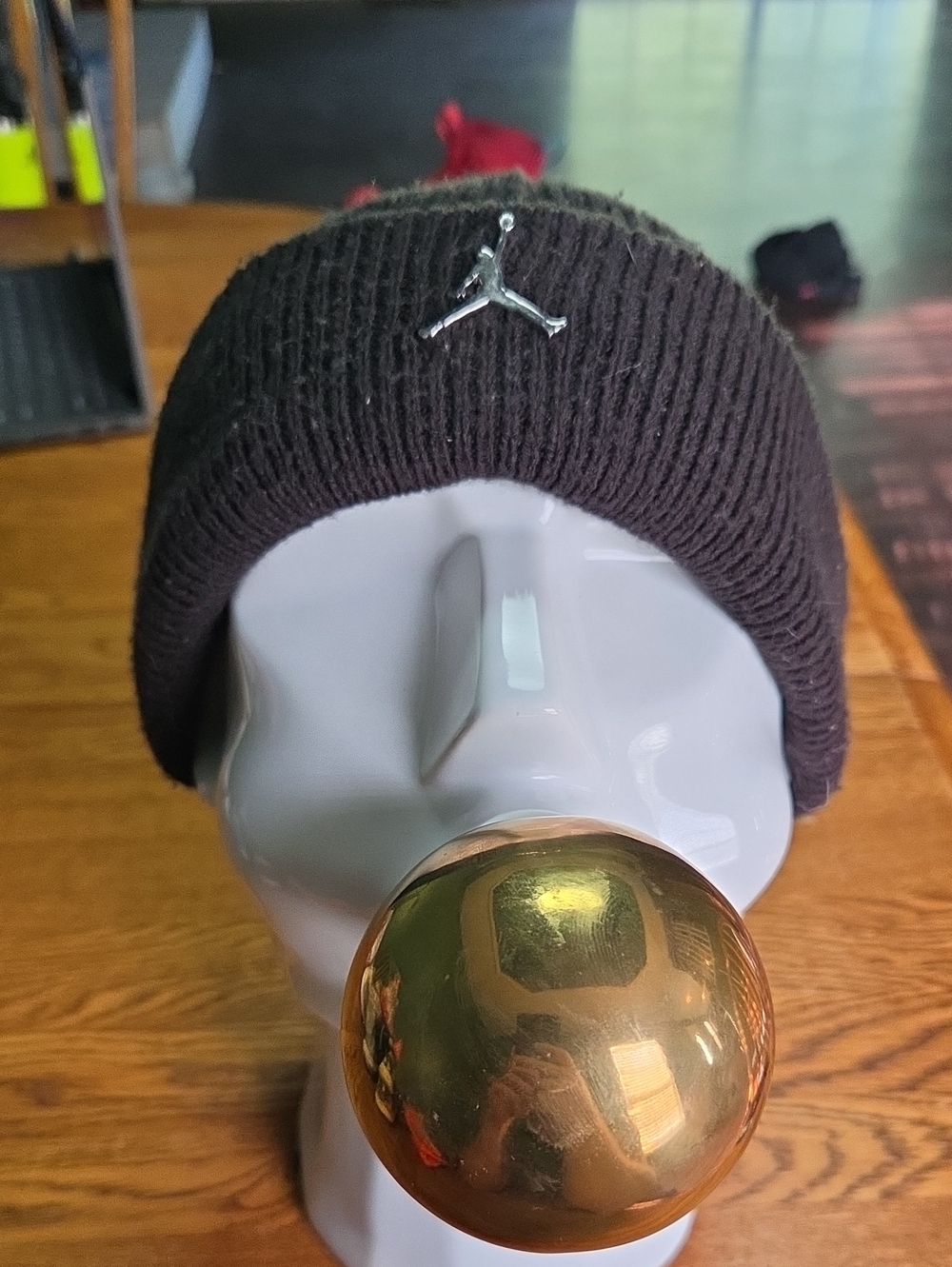 Jordan Black Ribbed Beanie with Silver Jumpman